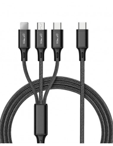 Cable de Carga Nylon Trenzado 3en1 TIPO-C a Lightning, Micro USB y Tipo-C.  Mobile+