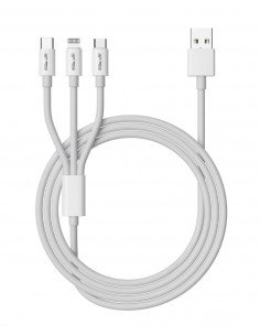 Cable de Carga. 3 en 1 USB-A a Lightning, Material TPE,...