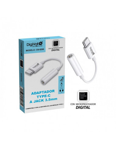 ADAPTADOR TIPO-C A JACK 3.5 HEMBRA COMPATIBLE CON MOVILES/TABLET CB-8266