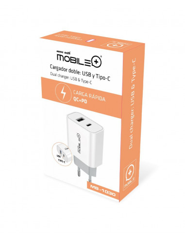 CARGADOR DOBLE SALIDA USB Y TIPO C,...