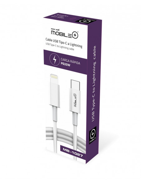 CABLE USB-TIPO C A LIGHTNING DE CARGA RAPIDA PD20W COMPATIBLE DISPOSITIVOS QUE USEN CABLE LIGTHTNING MB-1027