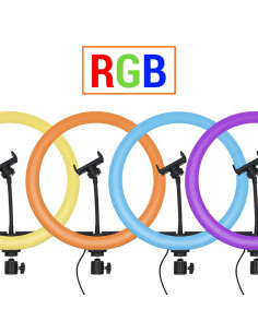 ANILLO LUZ LED 26CM RGB SOPORTE PARA MÓVIL Y TRÍPODE CON...