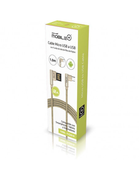 CABLE DE DATOS Y CARGA MICRO USB A USB, 1 METRO, 2A. MOBILE+ MB-1024
