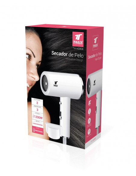 SECADOR DE PELO 1200W, DISEÑO MODERNO THULOS TH-HD808