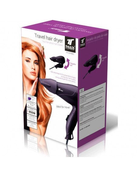 SECADOR DE PELO DE VIAJE 850W, MANGO PLEGABLE THULOS  TH-HDT803