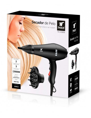 SECADOR DE PELO IÓNICO LUCES LED...