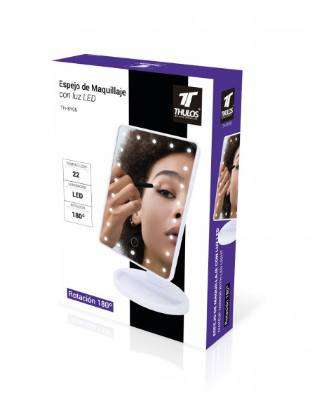 ESPEJO DE BELLEZA CON LUCES LED, RECTANGULAR THULOS TH-BY06