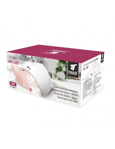 LÁMPARA SECADORA DE UÑAS DOBLE LED CON SENSOR INFRARROJO 24W THULOS TH-HW012