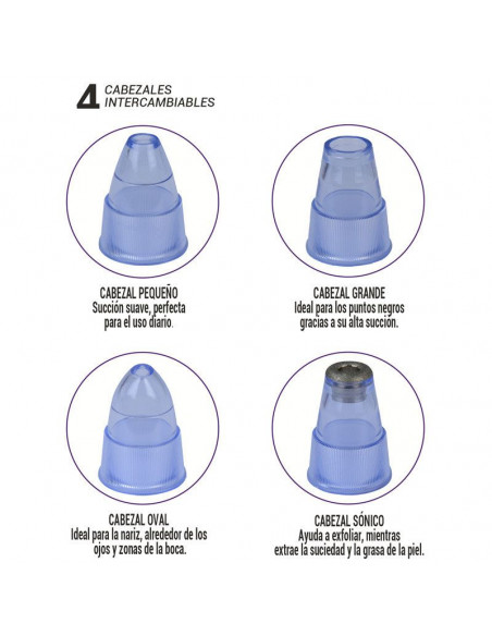 LIMPIA POROS FACIAL, 2 MODOS DE SUCCIÓN. INCLUYE CABEZALES CAMBIABLES. THULOS TH-BY01
