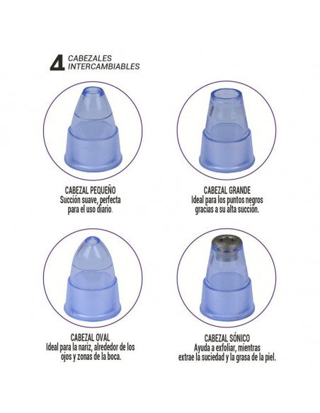LIMPIA POROS FACIAL, 2 MODOS DE SUCCIÓN. INCLUYE CABEZALES CAMBIABLES. THULOS TH-BY01