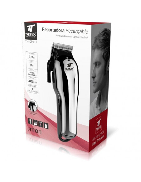 RECORTADORA DE PELO, USO CON Y SIN CABLE. ACERO INOXIDABLE, THULOS TH-CP111