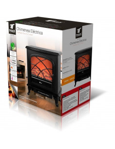 Chimenea eléctrica, llama y leña decorativa ajustable.... 2