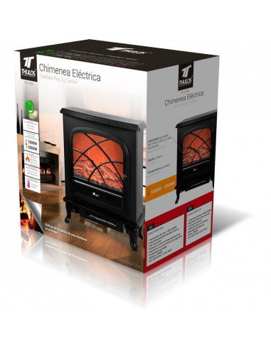 Chimenea eléctrica, llama y leña...