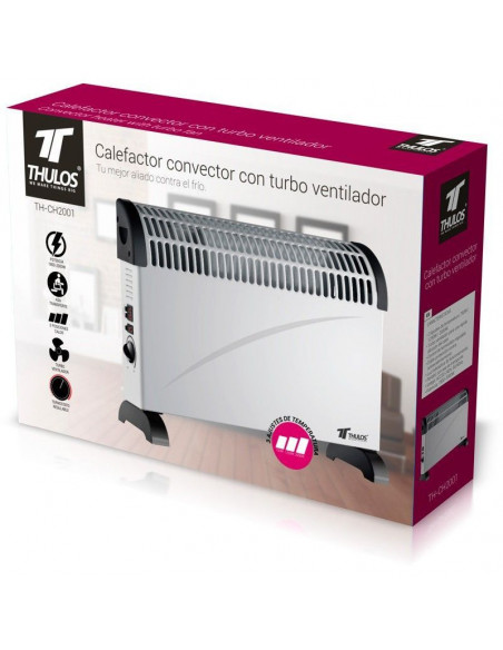 Calefactor convector con turbo ventilador, luz indicadora, termostato regulable.TH-CH2001 Thulos
