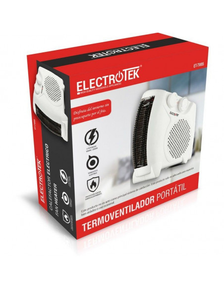 Calefactor eléctrico 2 potencias de calentamiento 1000/2000W. ELECTROTEK ET-TV05