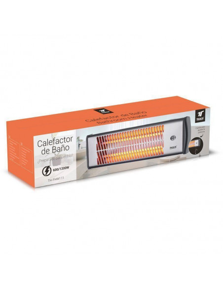 Calefactor eléctrico mural, 2 selectores de potencia, 600-1200W, 2 tubos de cuarzo THULOS TH-FHW111