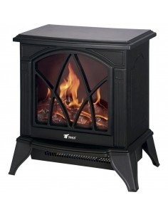 Chimenea eléctrica con efecto llama y leña decorativa y 2...
