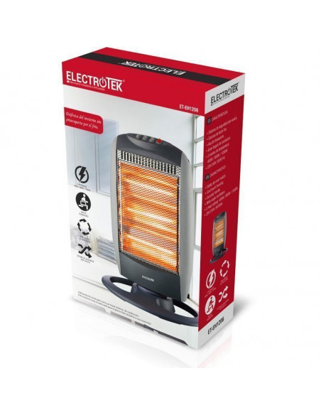 Estufa Halógena 3 niveles de temperatura y gran Angulo de oscilación. ELECTROTEK ET-EH1206