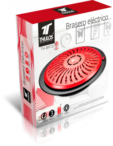 BRASERO ELÉCTRICO 3 POSICIONES CALOR EN COLORES ROJO Y NEGRO. TH-BR10
