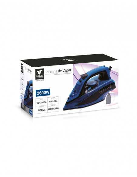 PLANCHA DE VAPOR 2600W CON SUELA DE CERÁMICA CON CERAMICA Y ANTIGOTEO TH-PV2603