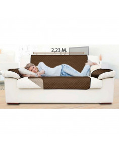 FUNDA PROTECTORA DE SOFA REVERSIBLE MARRÓN BEIGE 223CM...