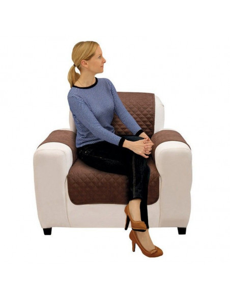 FUNDA PROTECTORA DE SILLÓN REVERSIBLE COLOR MARRON Y BEIGE 70CM TH-HW001