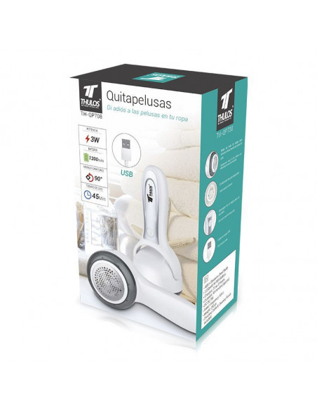 QUITAPELUSAS RECARGABLE CON HOJAS DE ACERO INOXIDABLE THULOS TH-QP708