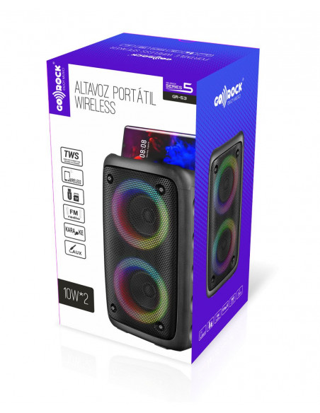 Altavoz Portátil Wireless 20W, alcance de 10m y carga usb GO-ROCK GR-53