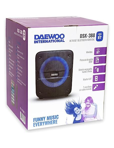 ALTAVOZ PARTY KARAOKE CON LUCES LED 30W DAEWOO DSK-388