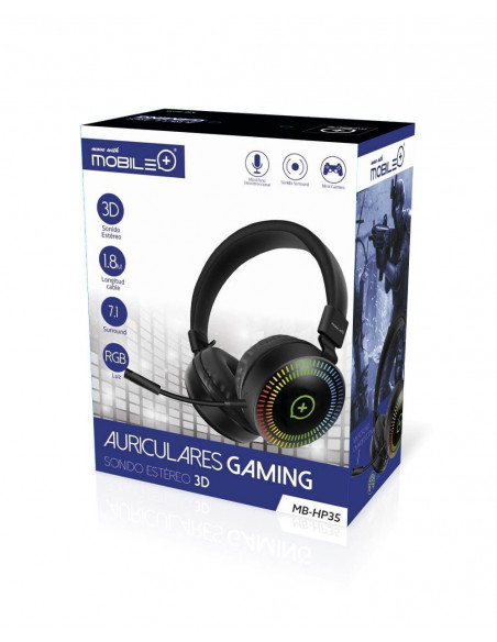 Auriculares Cascos Gaming 3D con Micrófono y Ajuste de volumen MB-HP35 MOBILE+