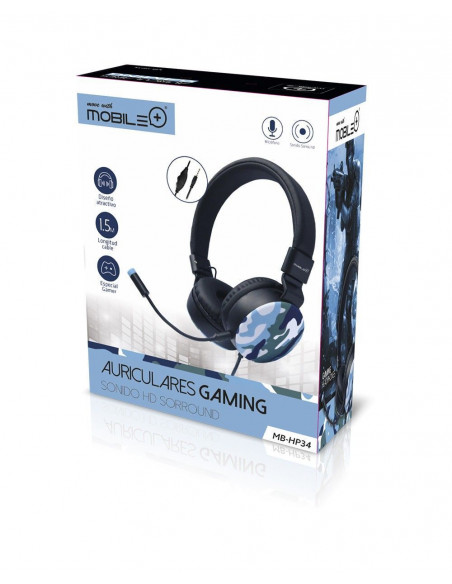 Auriculares Cascos Gaming con Micrófono, Sonido HD Sorround MB-HP34 MOBILE+