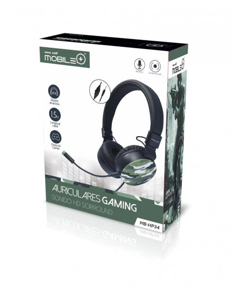 Auriculares Cascos Gaming con Micrófono, Sonido HD Sorround MB-HP34 MOBILE+
