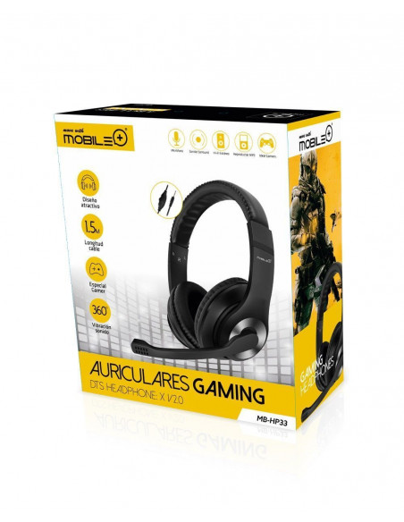 Auriculares Cascos Gaming con Micrófono, adaptador jack de 3.5mm MB-HP33 MOBILE+