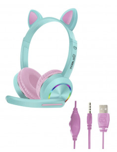 Auriculares Cascos Gaming Oreja Gato, con adaptador jack... 2