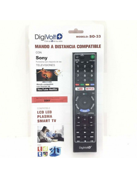 MANDO A DISTANCIA COMPATIBLE SONY(CODIGO PREINSTALADOS) SO-33