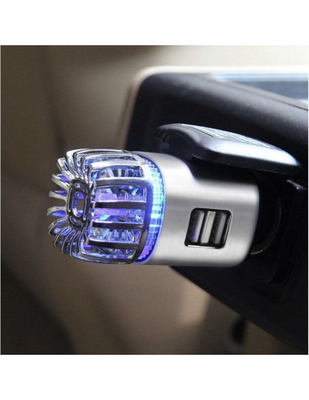 PURIFICADOR DE AIRE PARA COCHE CON 2 PUERTOS USB DE CARGA MOBILE+ MB-OZG007