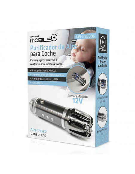 PURIFICADOR DE AIRE PARA COCHE CON ENTRADA DE 12V MOBILE+ MB-OZG006