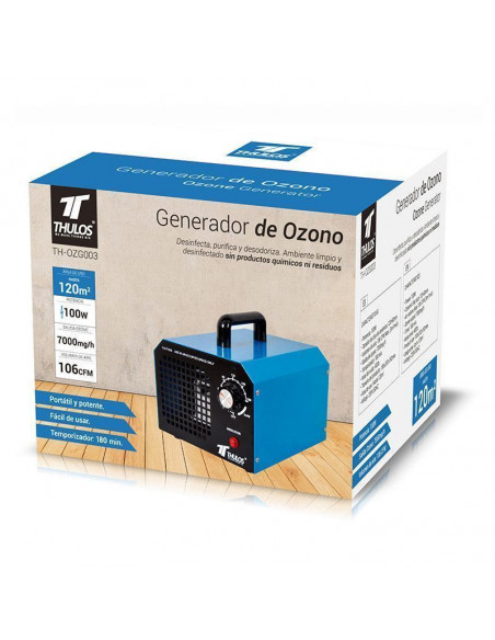 GENERADOR DE OZONO 100W ÁREA DE USO 120M2 THULOS TH-OZG003