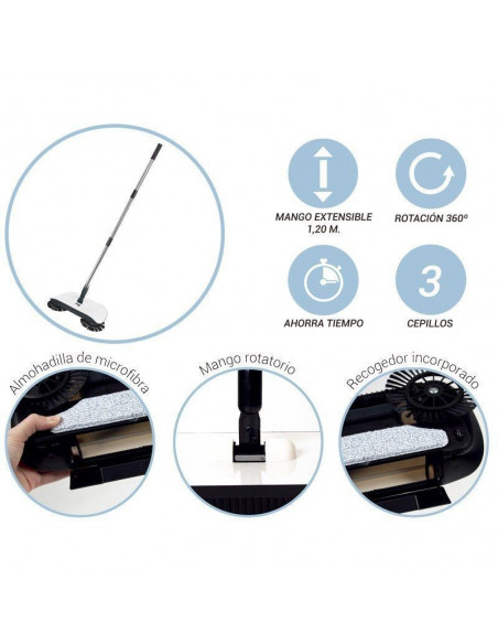 ESCOBA GIRATORIA 3 EN 1 SIN CABLE(RECOGEDOR INCORPORADO) TH-HW010
