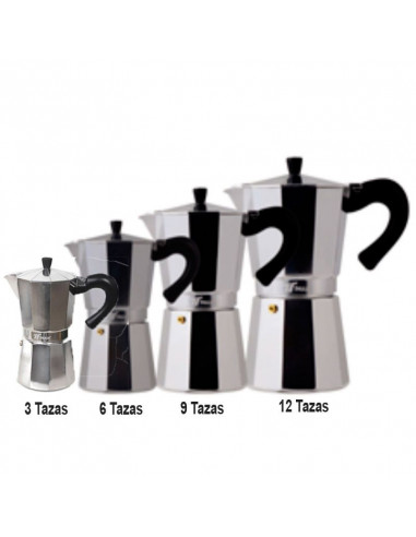Cafetera clásica 3, 6, 9 y 12 tazas hecha de aluminio THULOS(6 TAZAS)