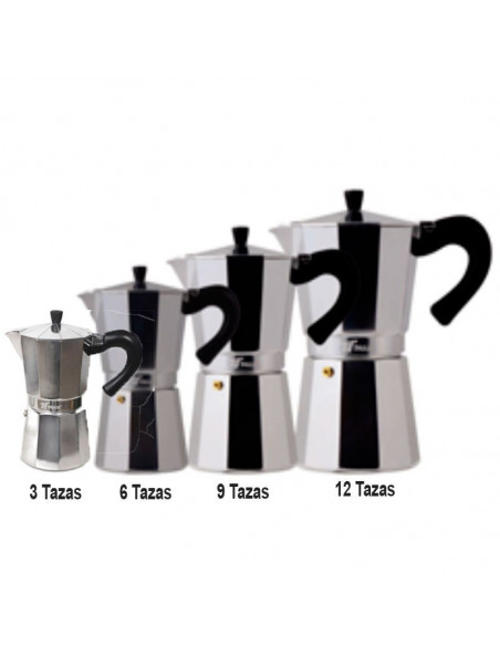 Cafetera clásica 3, 6, 9 y 12 tazas hecha de aluminio THULOS(12 TAZAS)