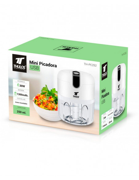 MINI PICADOR ELÉCTRICA USB, CON CUCHILLAS DE ACERO INOXIDABLE,250ML TH-PC252