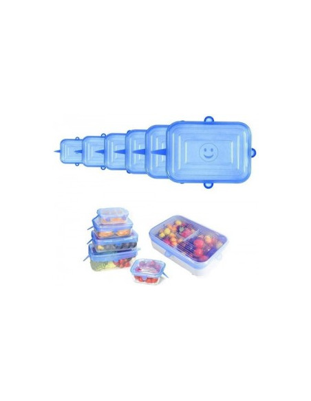 6 TAPAS RESISTENTES ELÁSTICAS DE SILICONA(NO TOXICA), REUTILIZABLE. THULOS TH-HW030