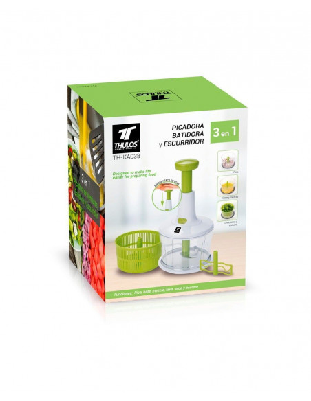 Picadora, batidora y escurridor con cuchilla de acero inoxidable 3 en 1 THULOS TH-KA038