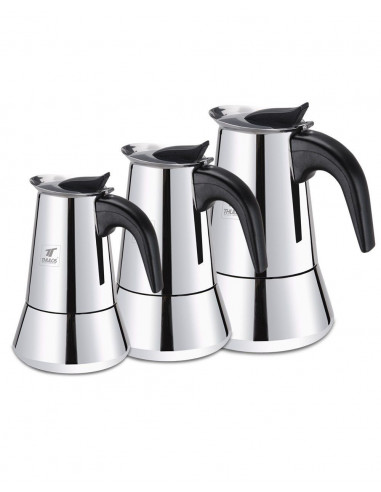 CAFETERA CLÁSICA 4, 6 Y 10 TAZAS HECHA DE ACERO INOXIDABLE THULOS TH-CC (4TAZAS)