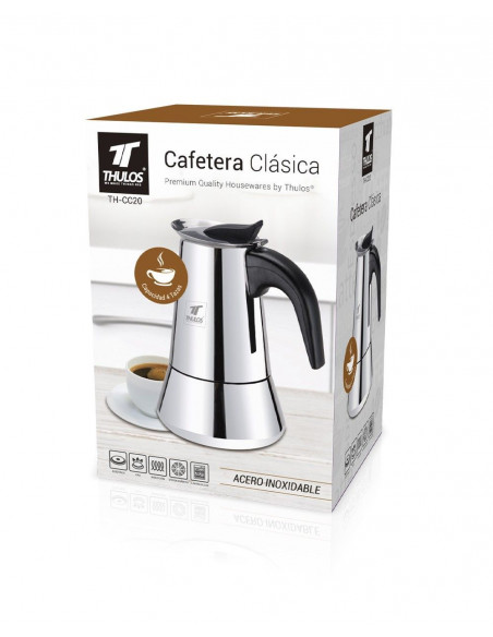 CAFETERA CLÁSICA 4, 6 Y 10 TAZAS HECHA DE ACERO INOXIDABLE THULOS TH-CC (10TAZAS)