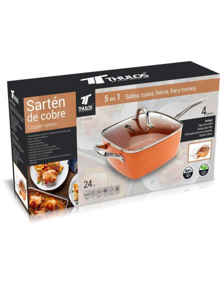 Sartén de cobre con recubrimiento antiadherente, 24 y 28cm. TH-CFP2424 (24CM)