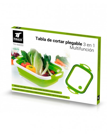 Tabla de cortar, cesta y escurridor 3 en 1 con tapón de lavavajillas  THULOS TH-KA033