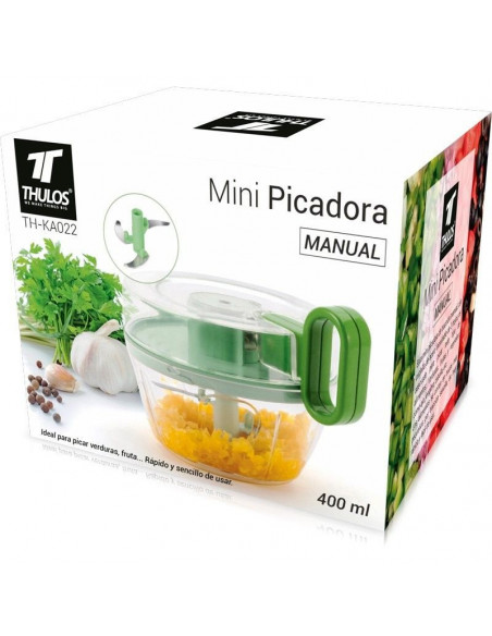 MINI PICADORA MANUAL CON 3 HOJAS DE ACERO INOXIDABLE 400ML TH-KA022