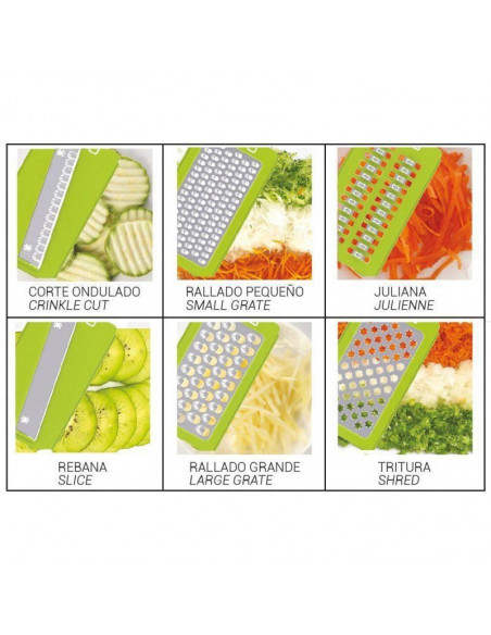 RALLADORA MANUAL DE ALIMENTO 6 EN 1, CON CUCHILLAS INTERCAMBIABLES TH-KA008